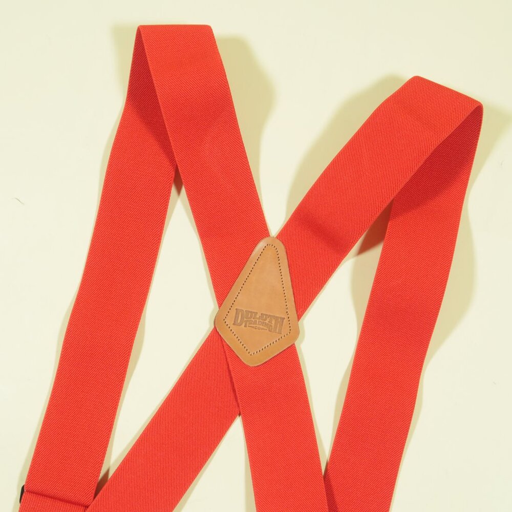 Duluth Trading Co Heavy Work Suspenders Braces Red Side Clip X-Back Adjustable